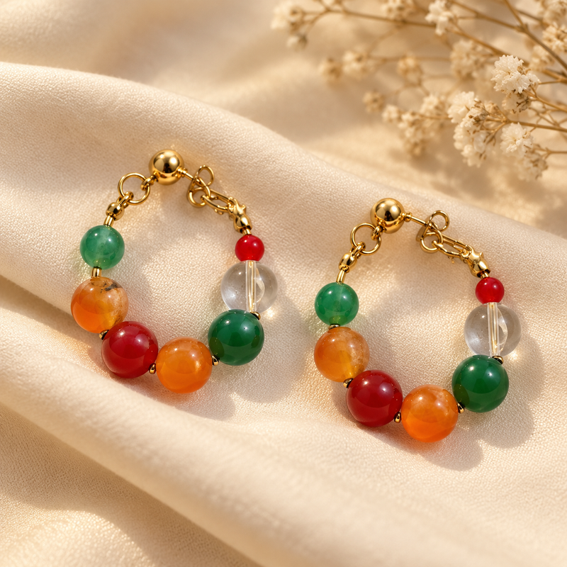 Nerina Colourful Stone Hoops