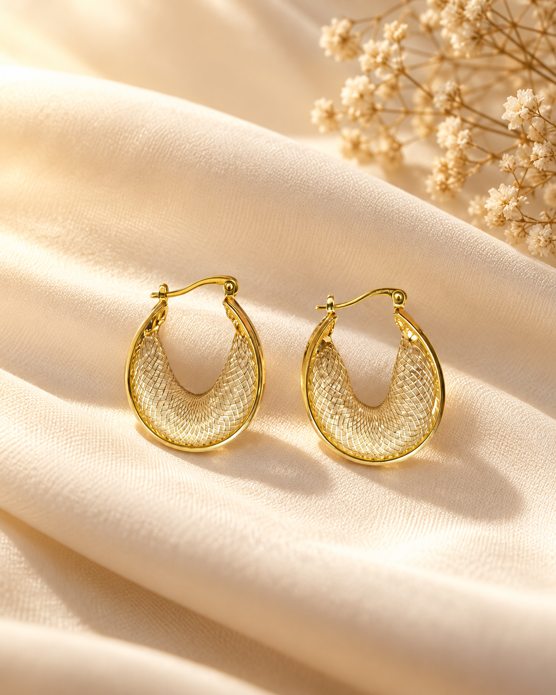 Liora Gilded Mesh Hoops