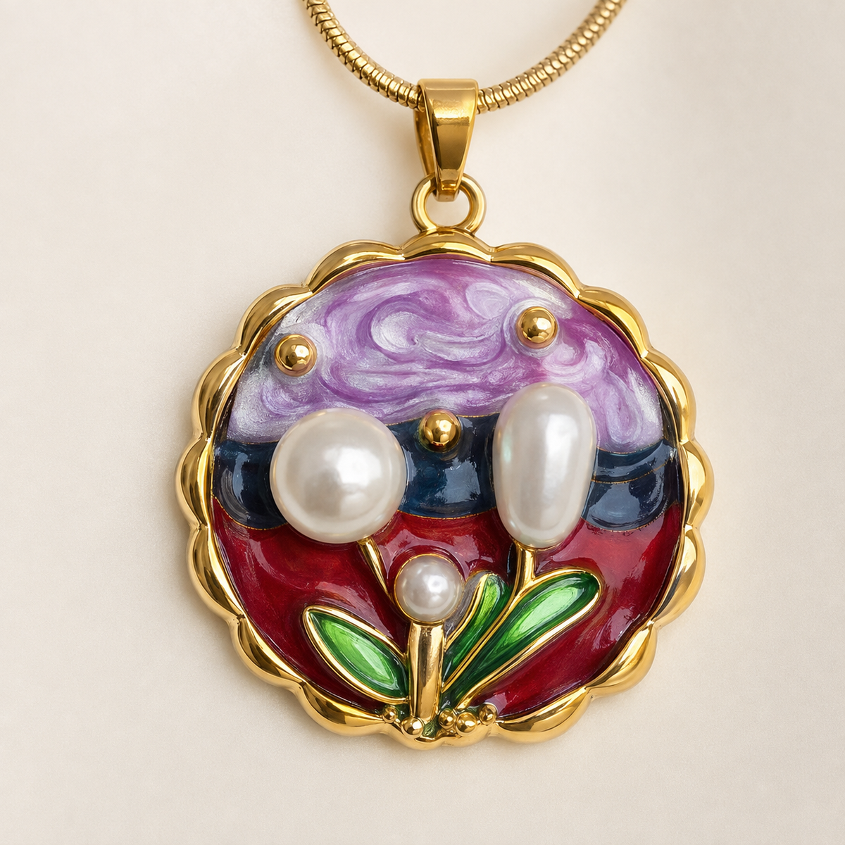 Devika Enamel Bloom Pendant