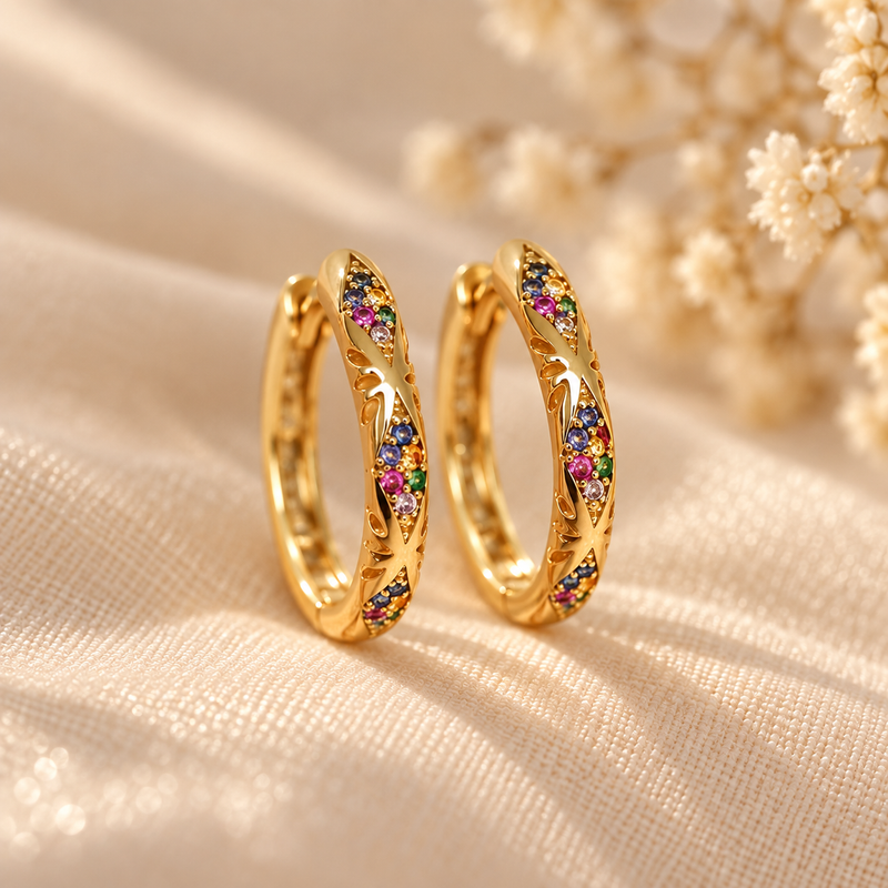 Ayla Rainbow Accent Hoops