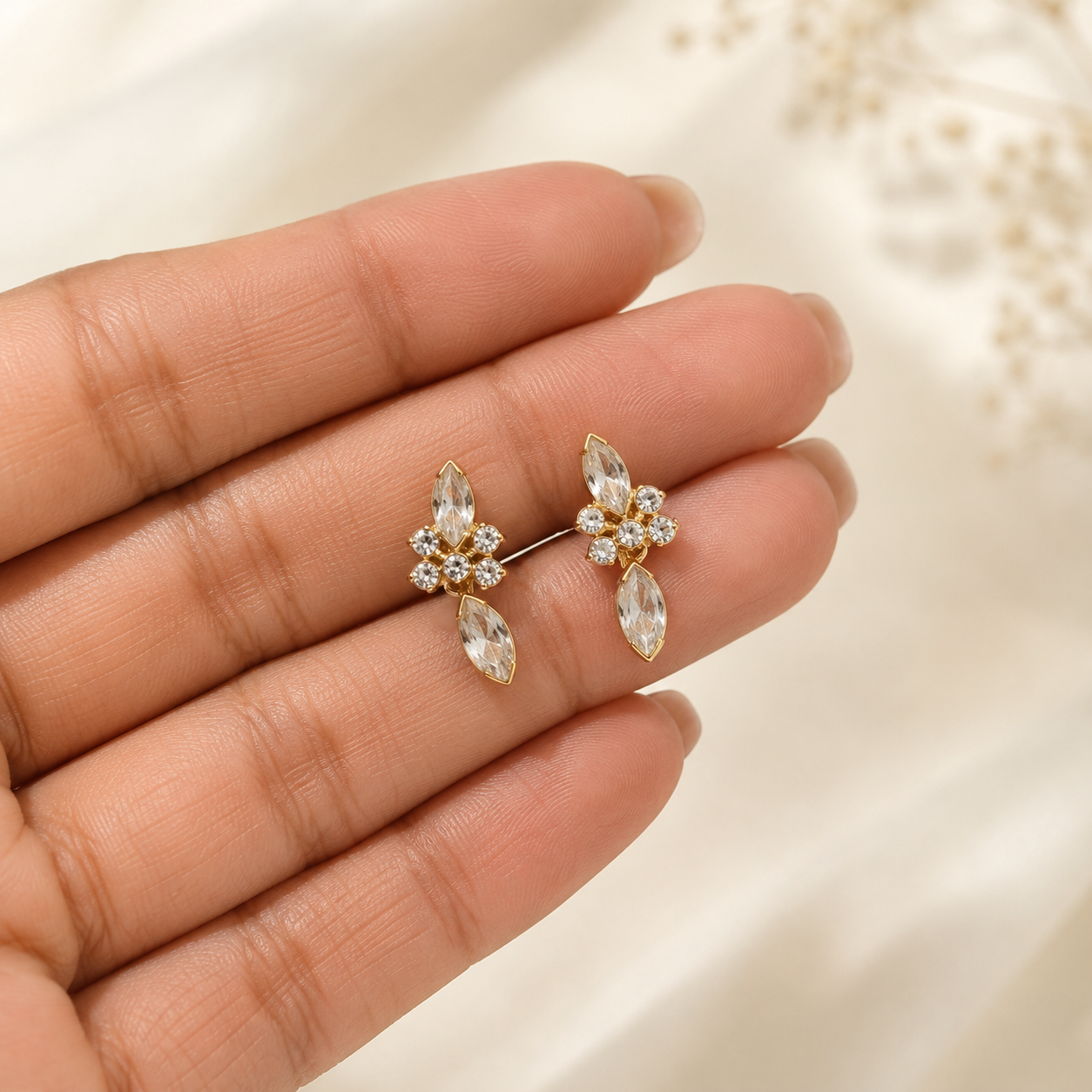 Keya Zircon Leaf Studs