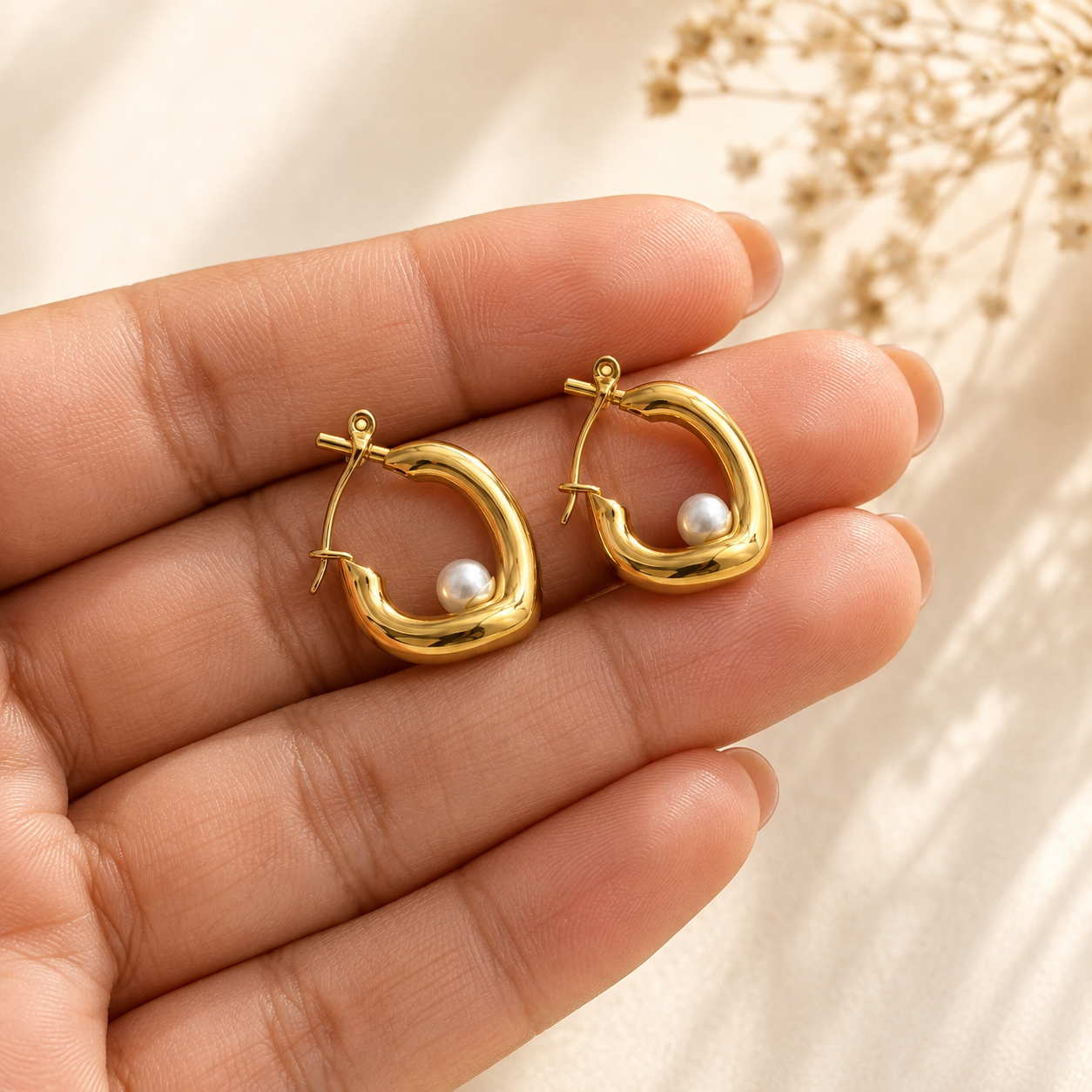 Gia Pearl Twist Hoops
