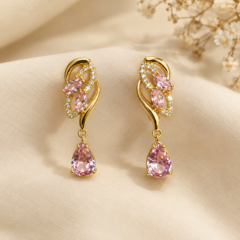 Zaira Pink Teardrop Hoops