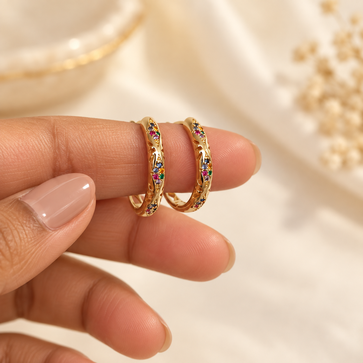 Ayla Rainbow Accent Hoops