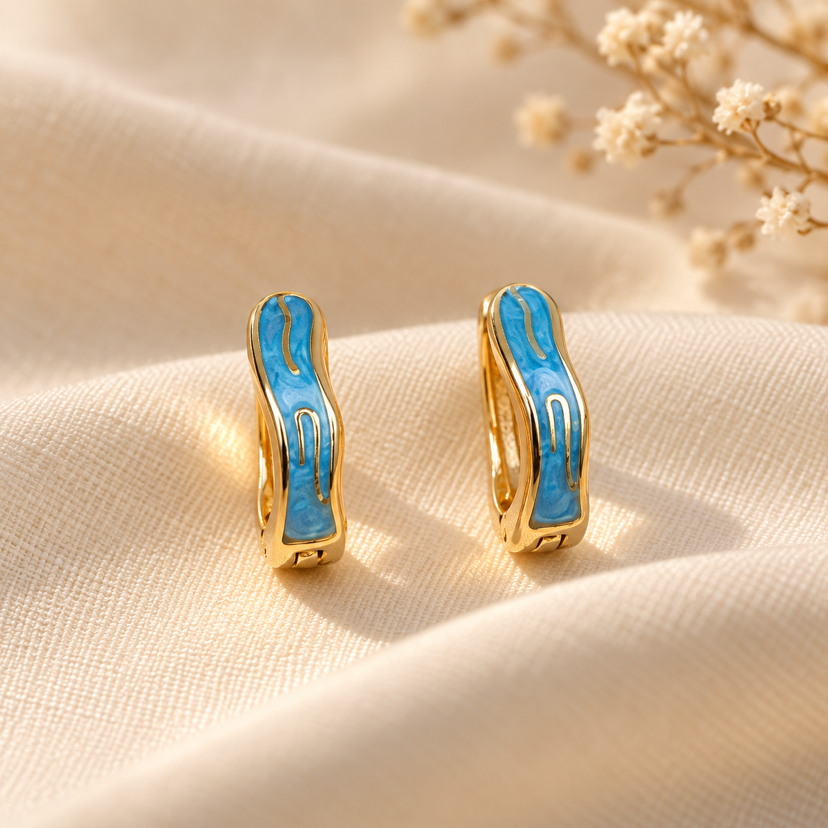 Arielle Turquoise Curve Hoops