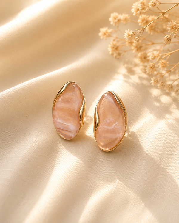 Aleena Marble Oval Studs