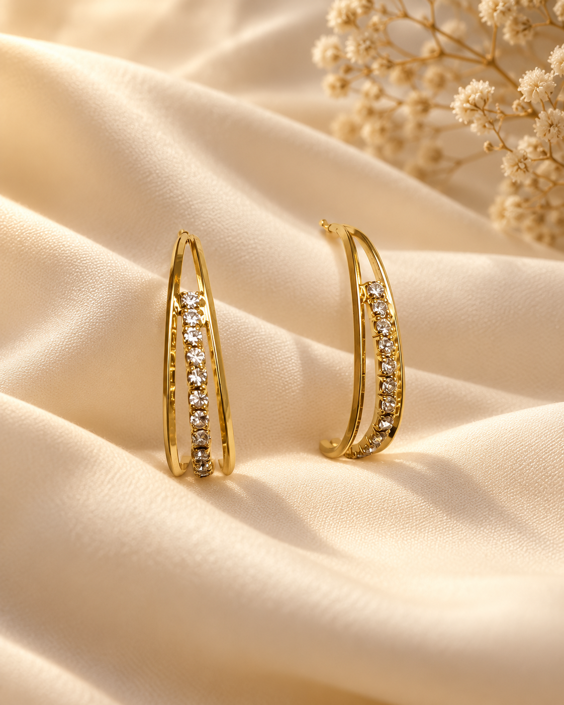 Malini Rhinestone Arc Hoops