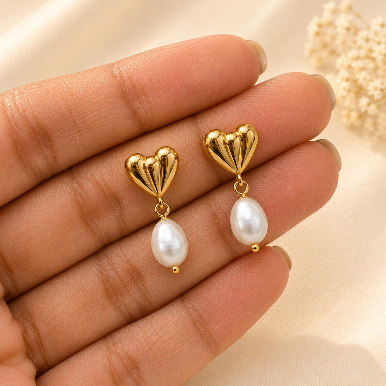 Inaya Heart & Pearl Drops