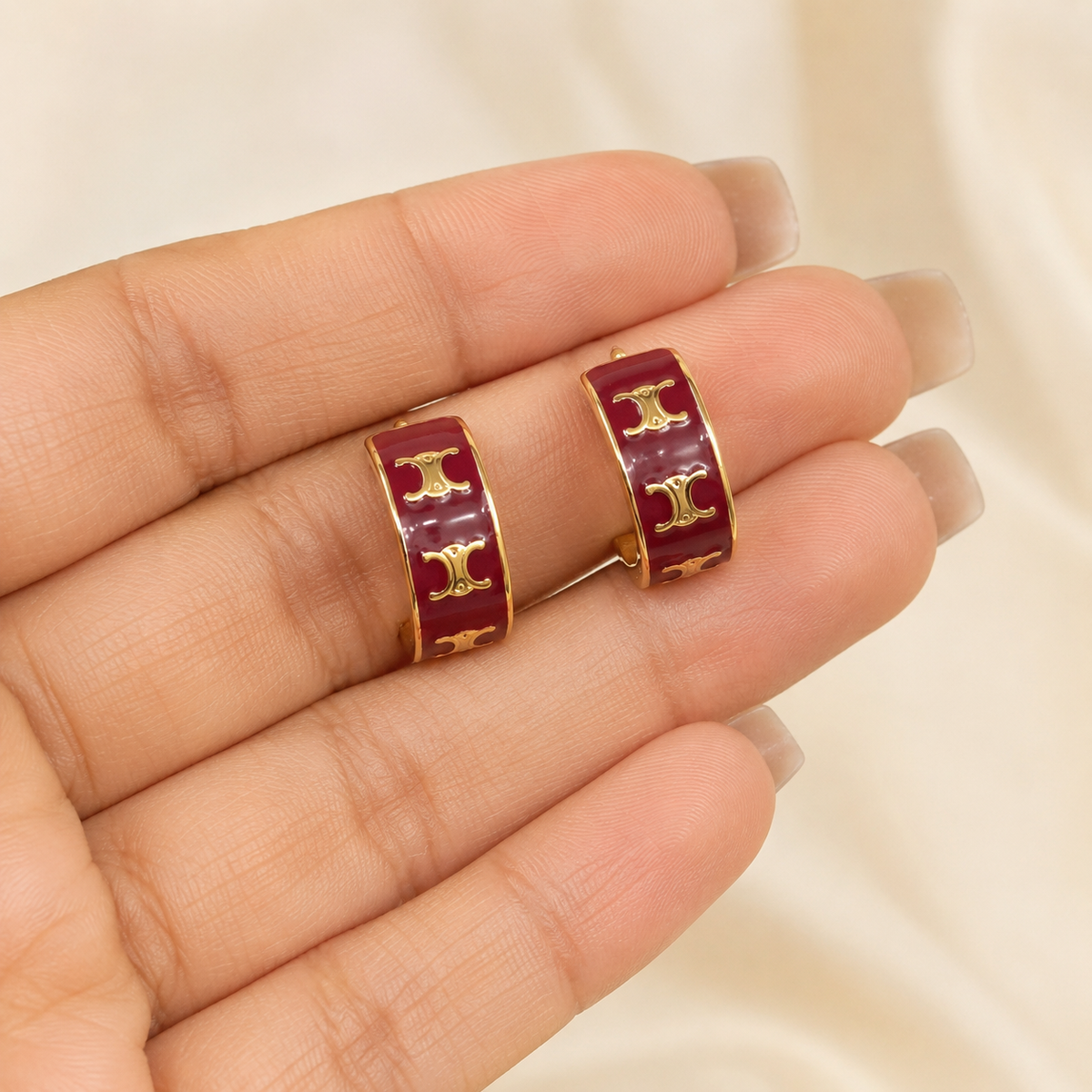 Rani Crimson Arch Hoops
