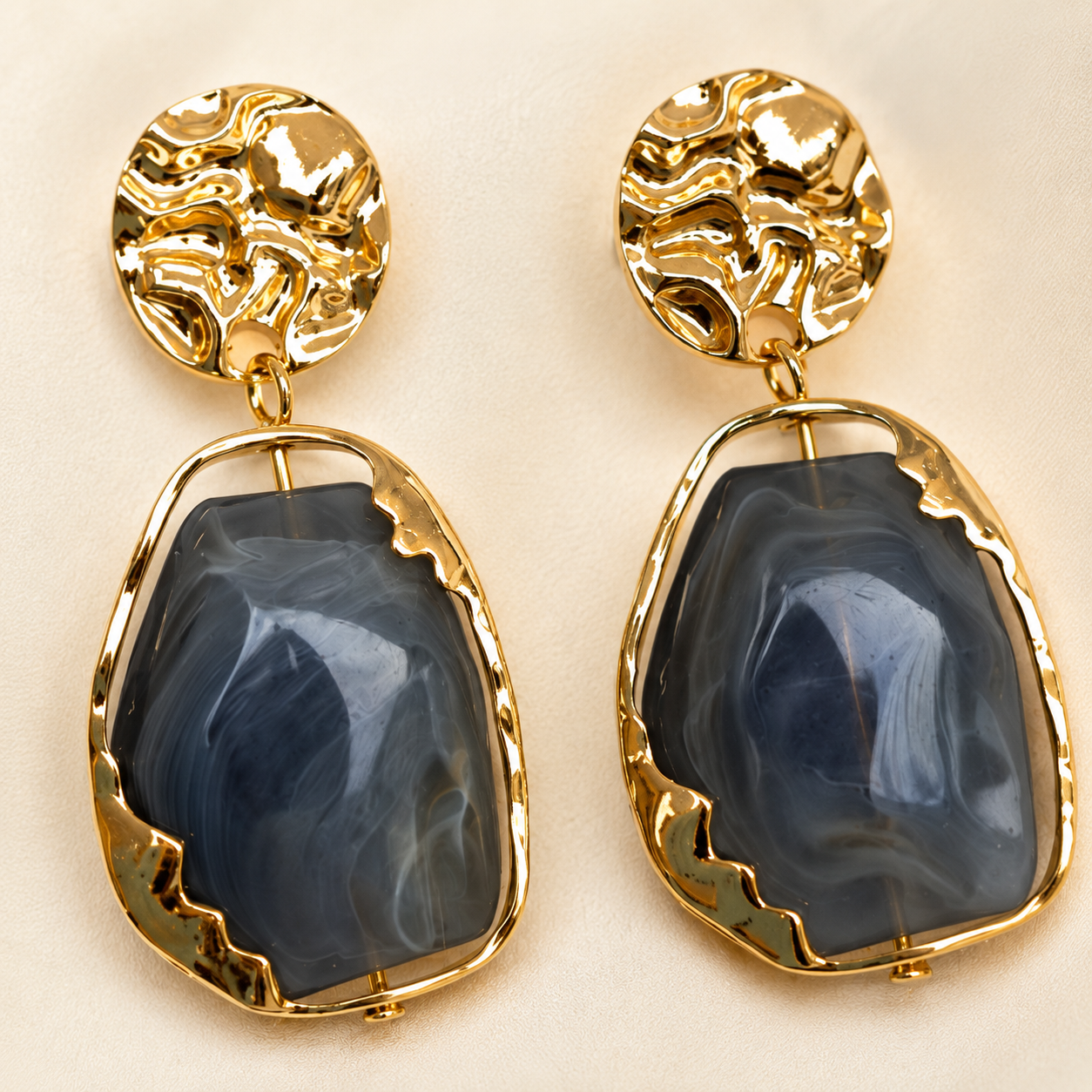 Lena Hammered Stone Drops