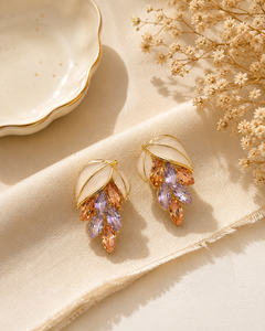 Mahira Gilded Leaf Studs