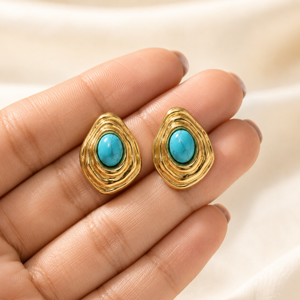 Neela Turquoise Halo Studs