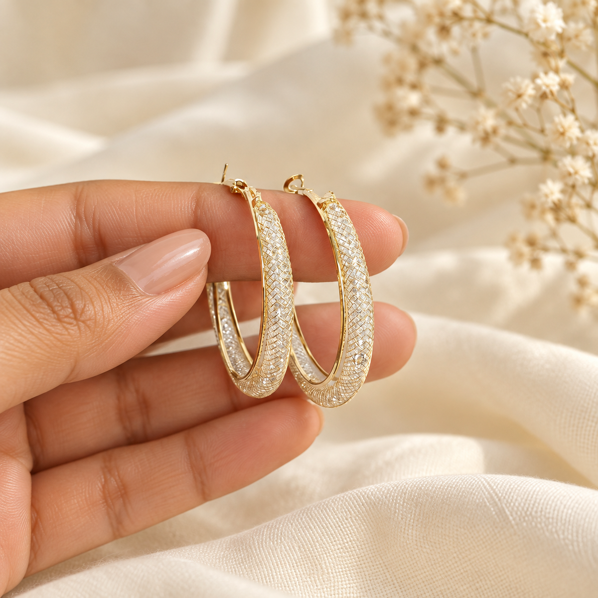 Zaria Golden Shimmer Hoops