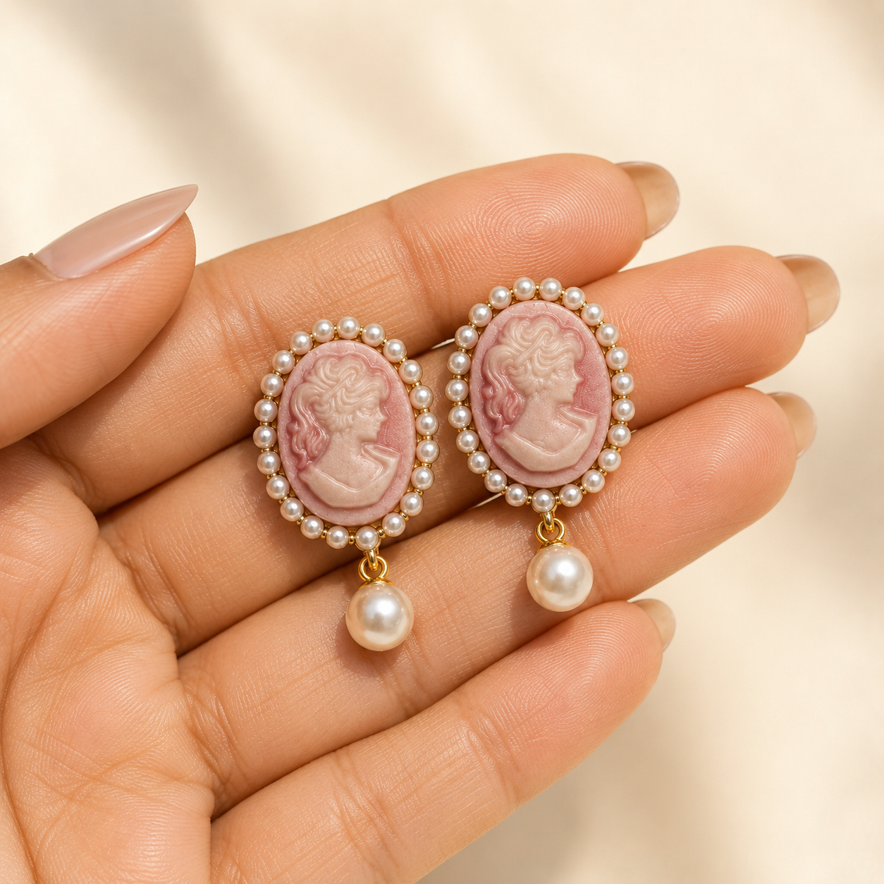 Mila Cameo Pearl Drops