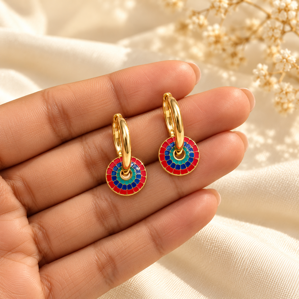Amelie Rainbow Bloom Hoops