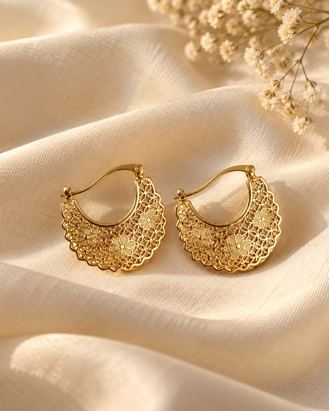 Anjali Floral Filigree Hoops