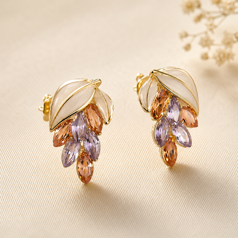 Mahira Gilded Leaf Studs