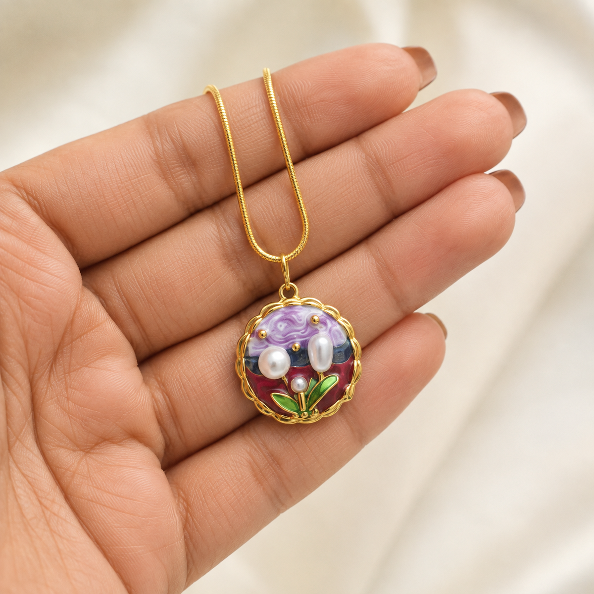Devika Enamel Bloom Pendant