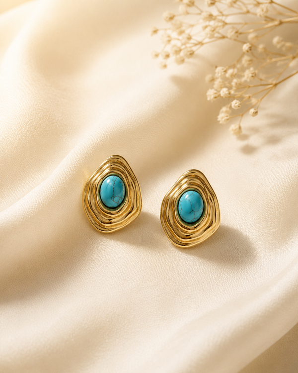 Neela Turquoise Halo Studs