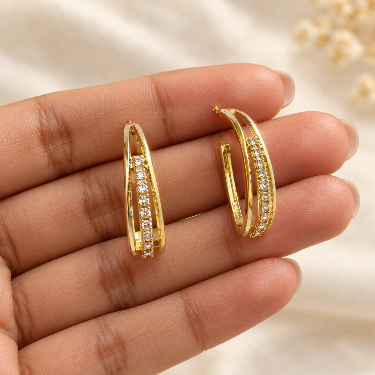 Malini Rhinestone Arc Hoops