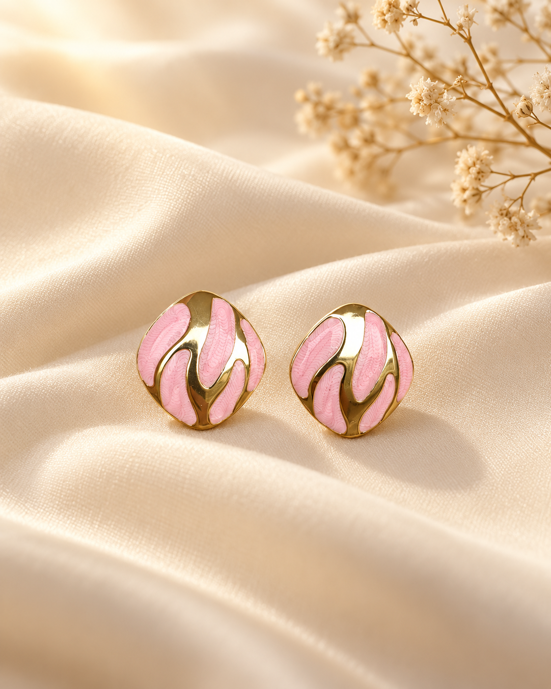 Adira Pink Swirl Studs