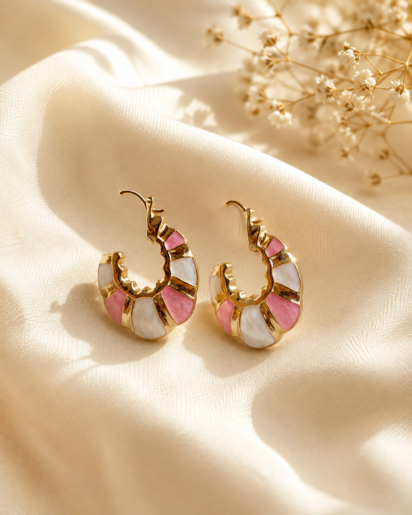 Hana Scalloped Enamel Hoops