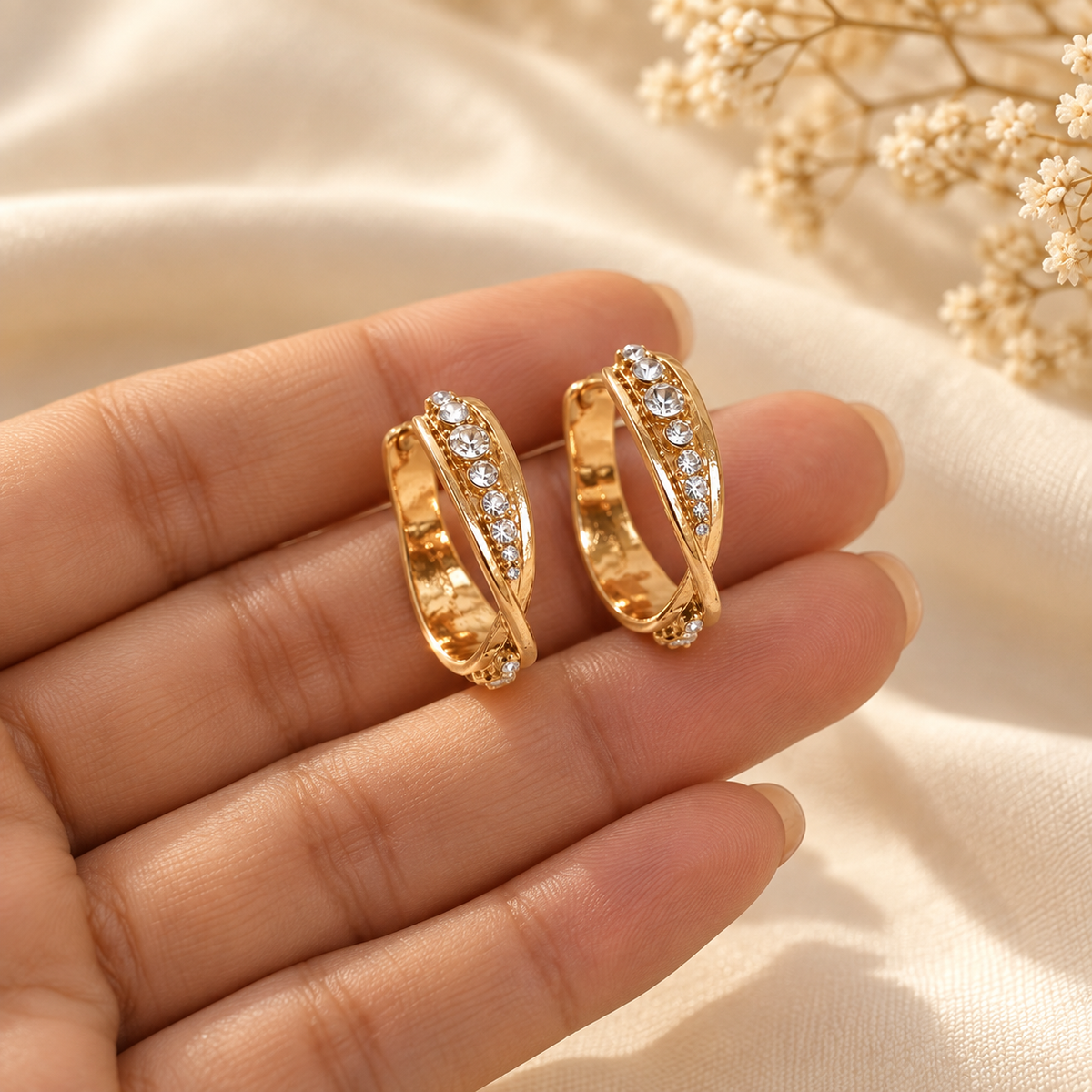 Alaya Crystal Twist Hoops
