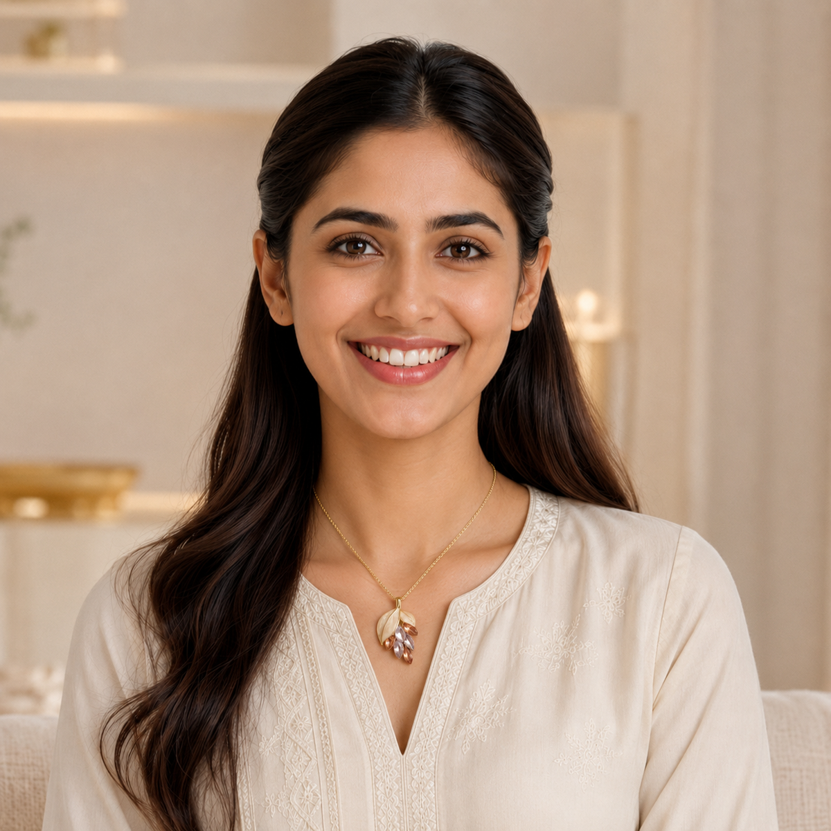 Mahira Gilded Leaf Pendant
