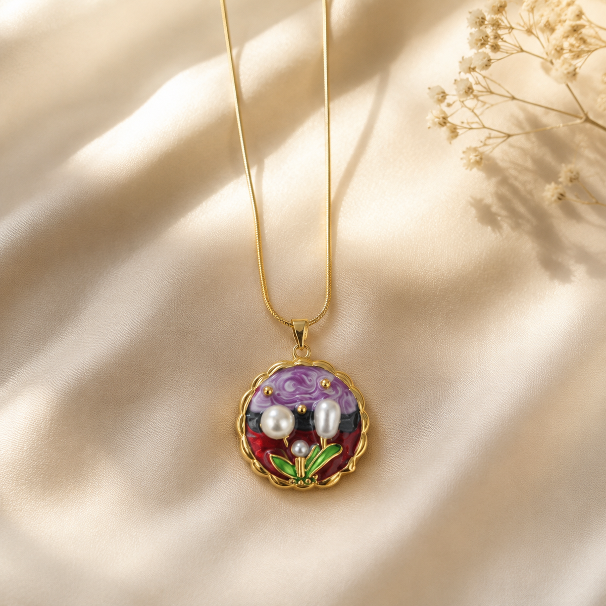 Devika Enamel Bloom Pendant