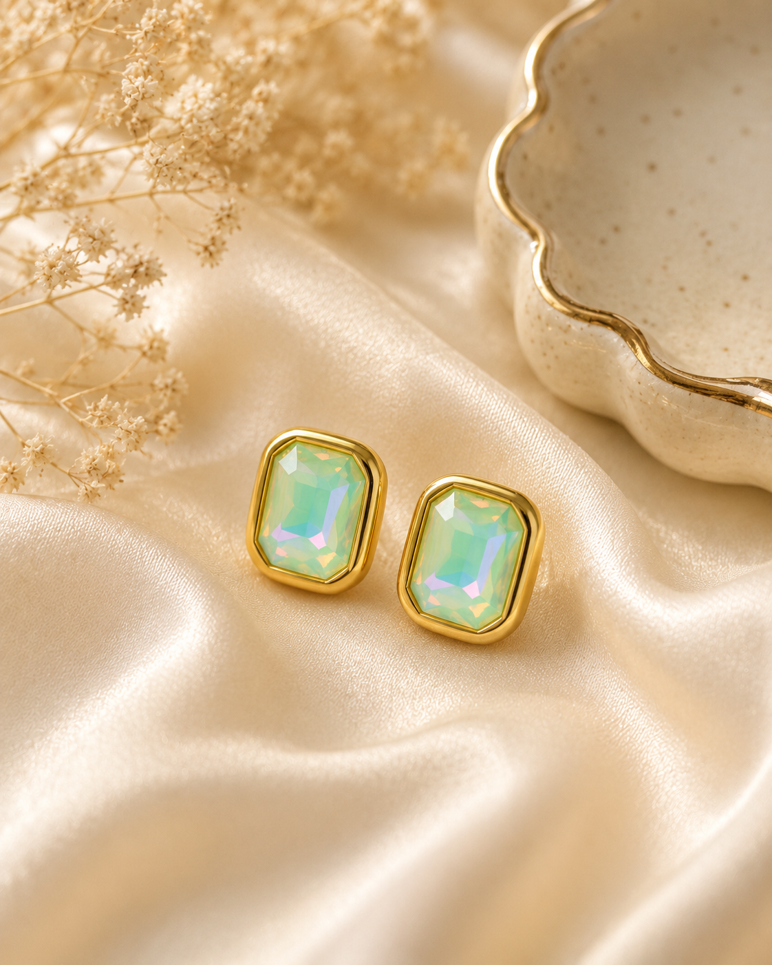 Senna Opal Cushion Studs