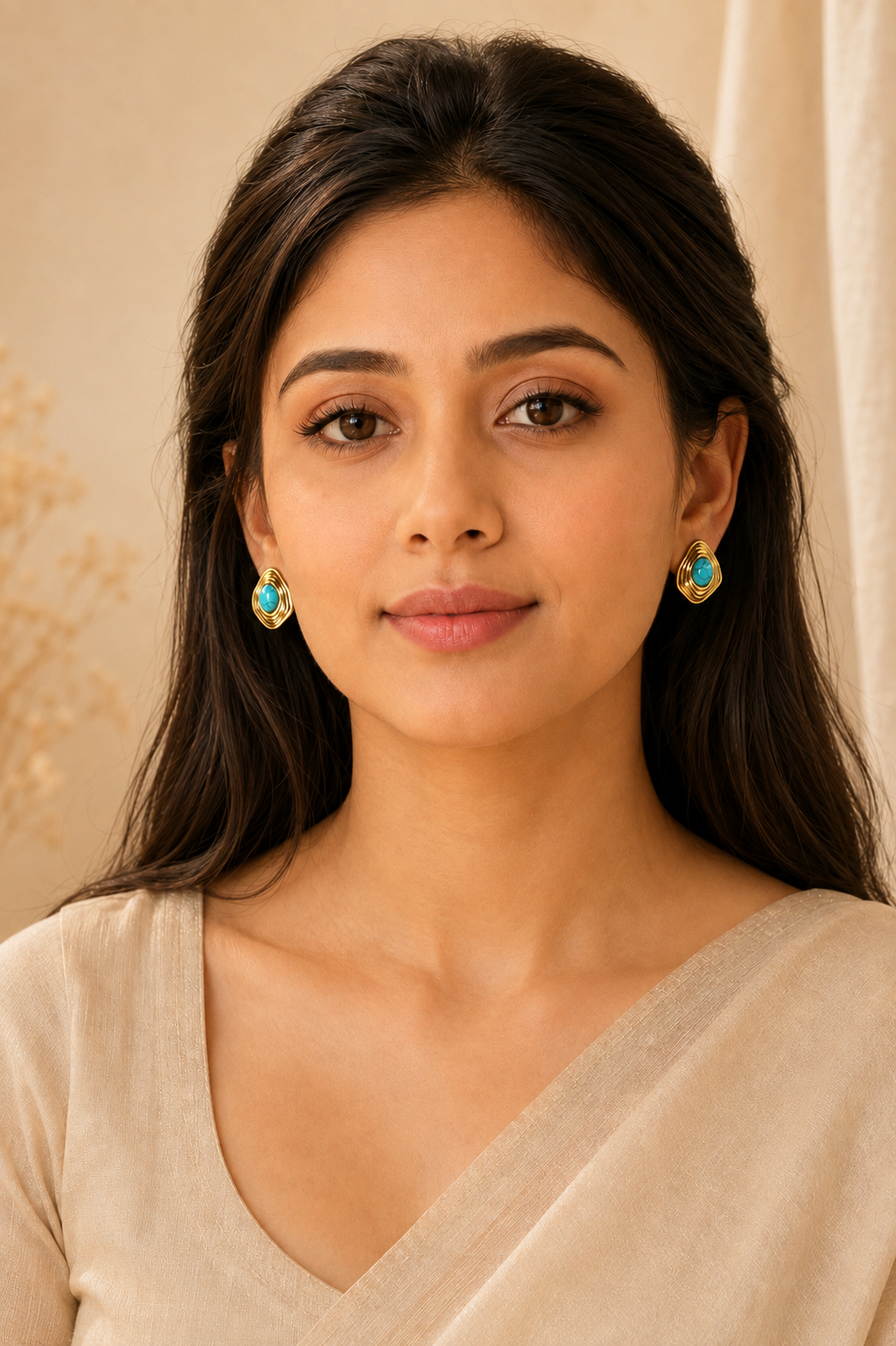 Neela Turquoise Halo Studs
