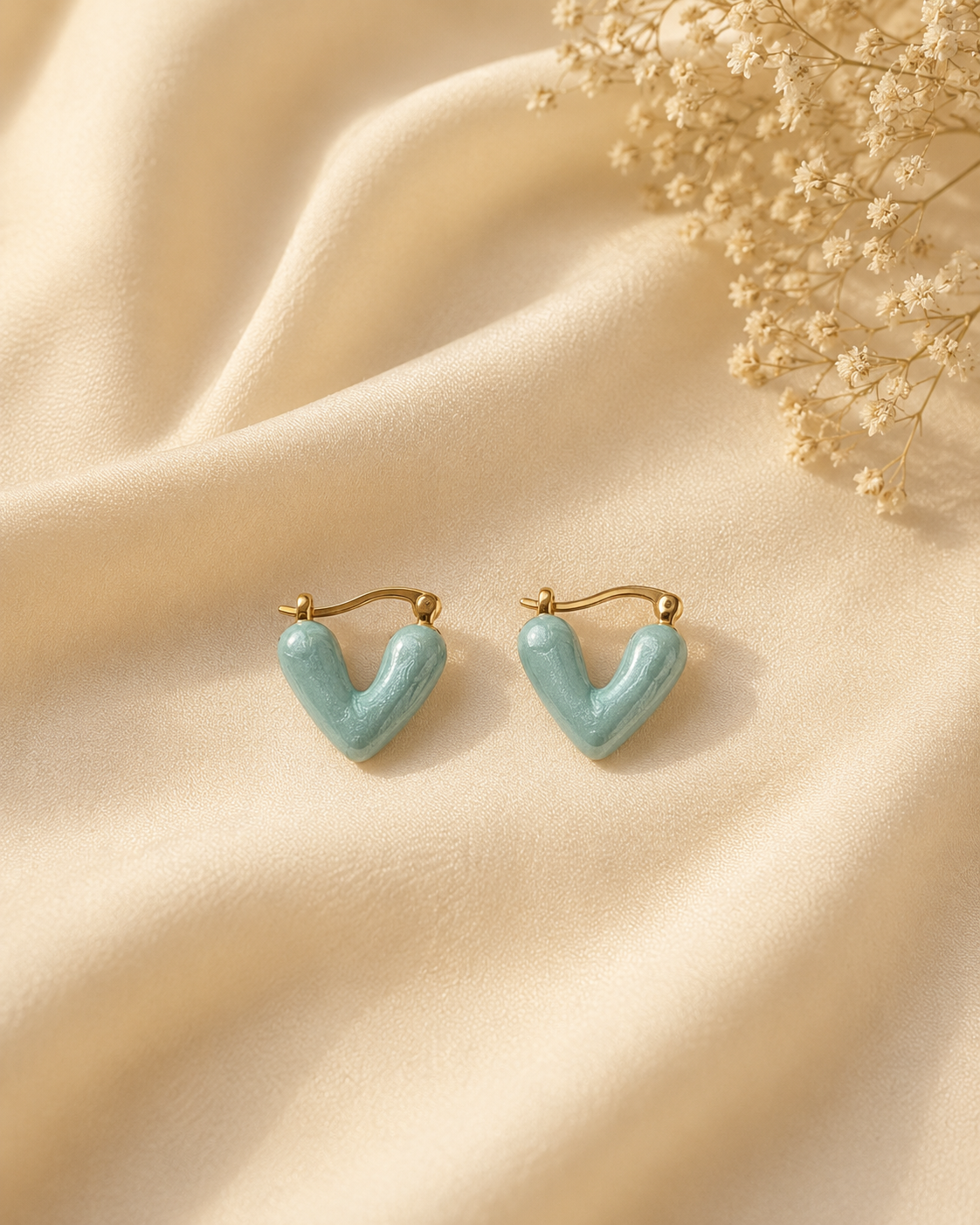 Saanvi Enamel Heart Hoops