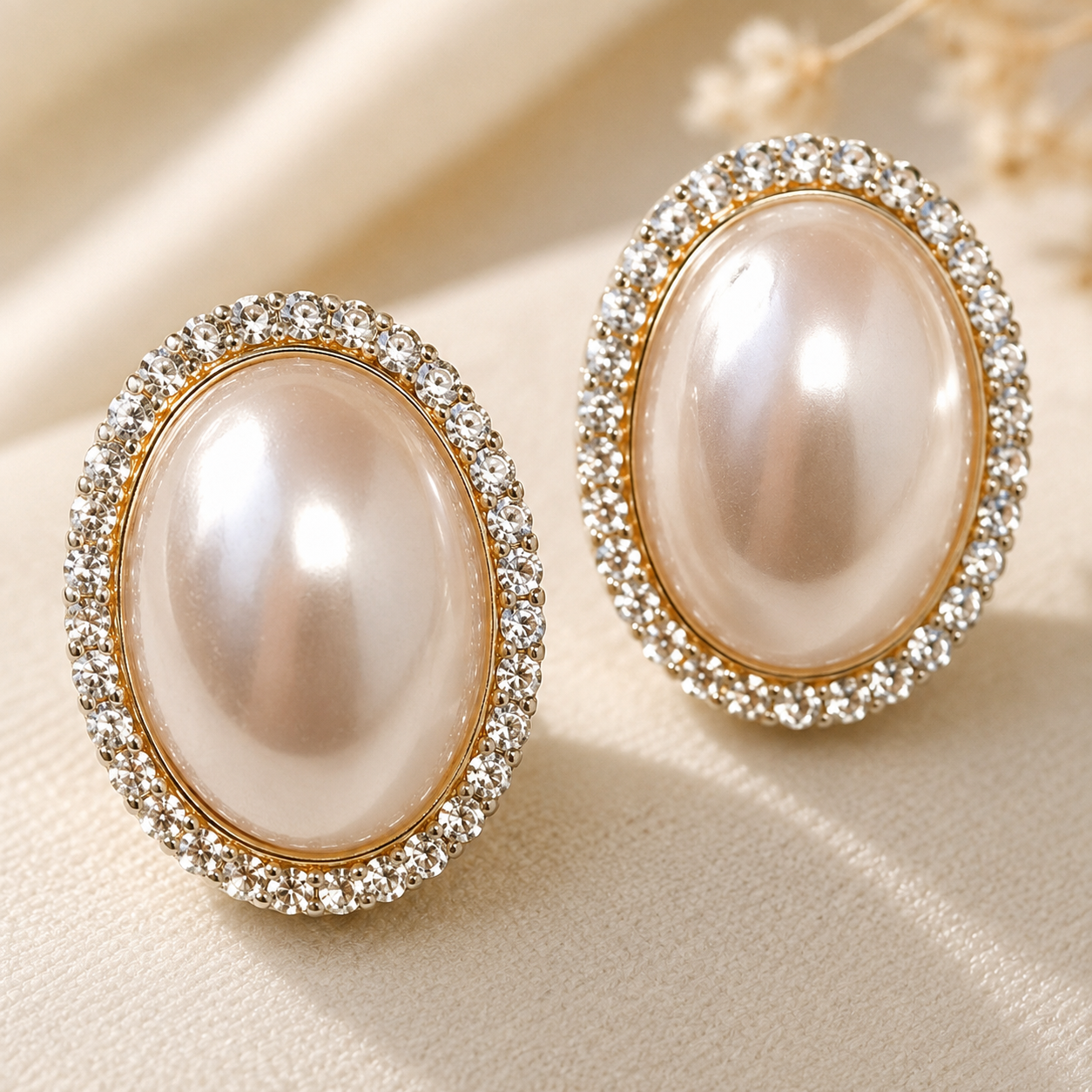 Alina Pearl Halo Studs