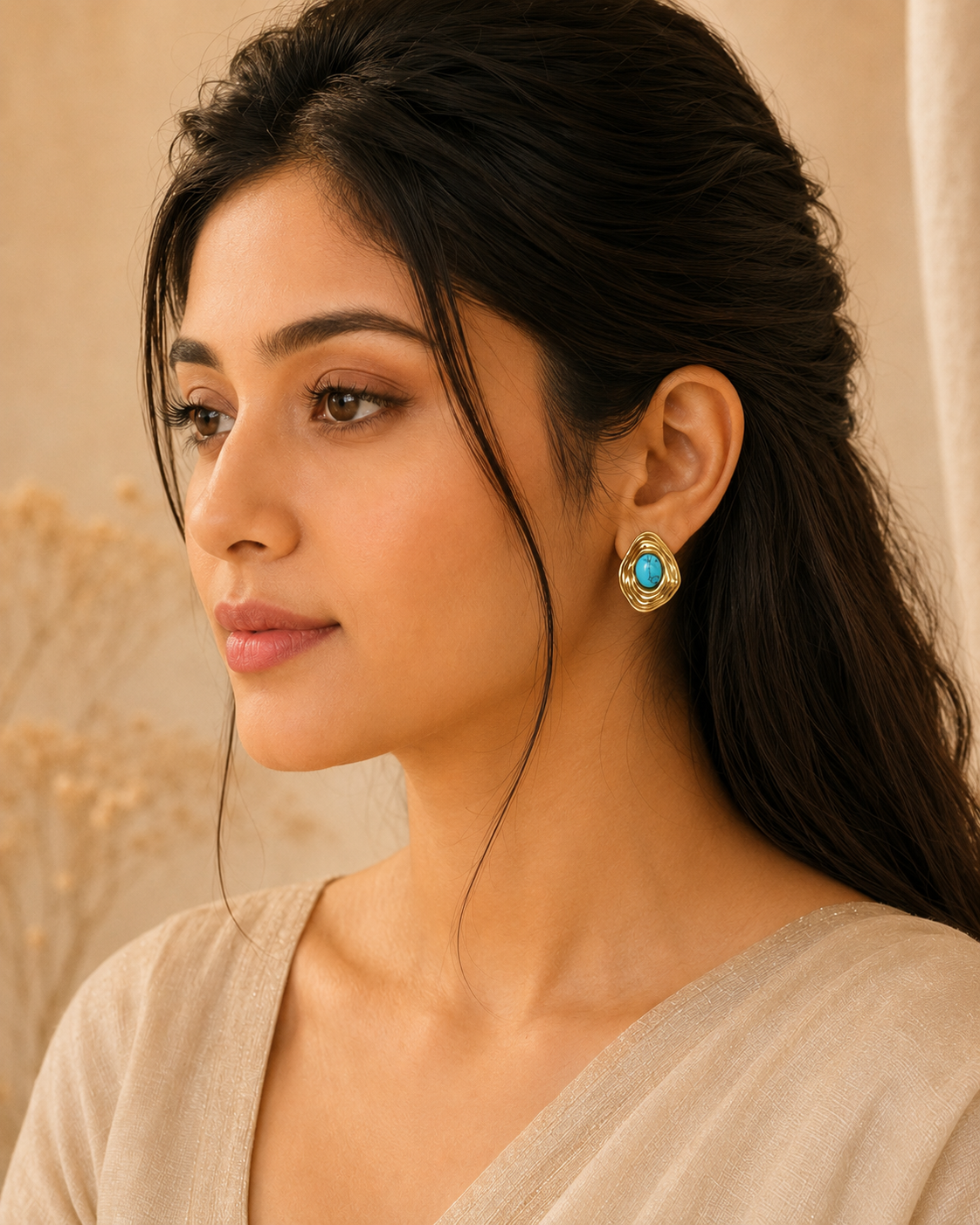 Neela Turquoise Halo Studs