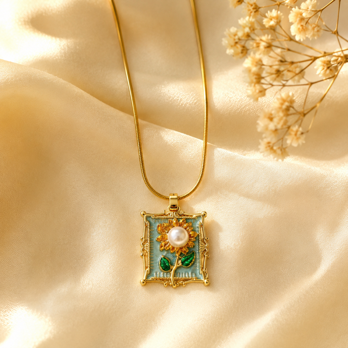 Amara Sunflower Frame Pendant