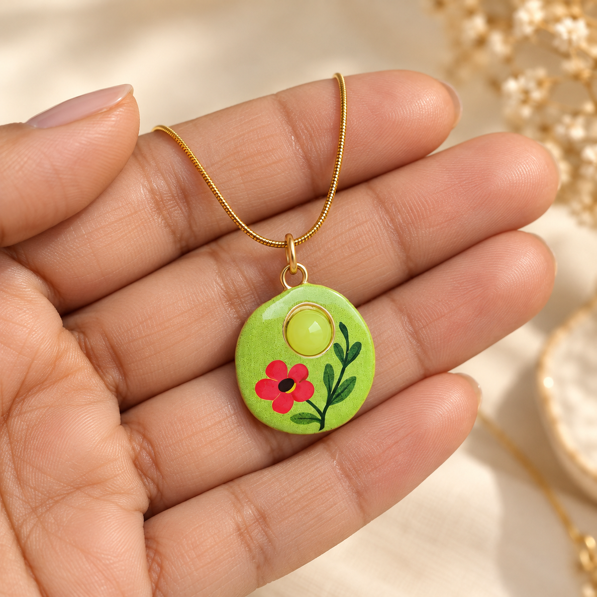 Nisha Green Bloom Pendant